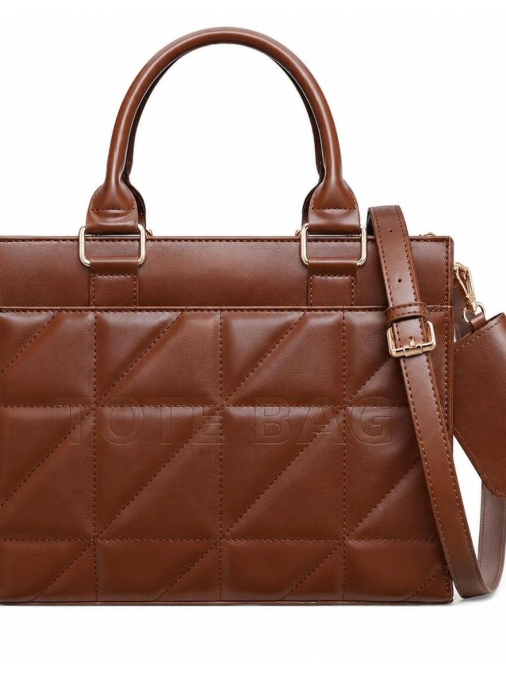 Quilted Tote Bag for Women, Small Structured Handbag with Strap, Top Handle